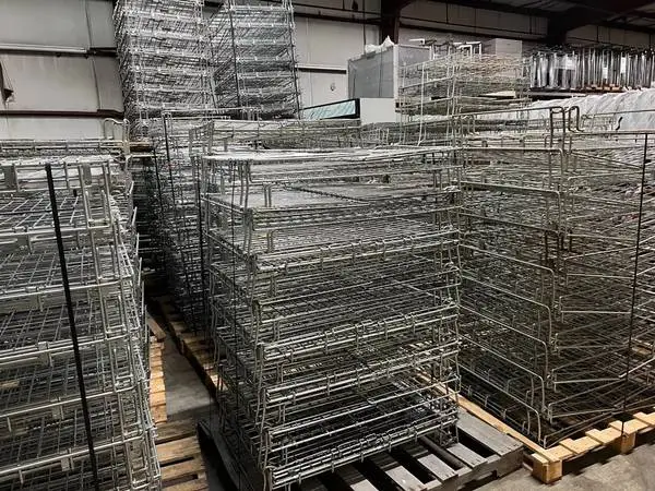 Lot of  4 sets of 3-tier, heavy-duty metal rolling basket sets