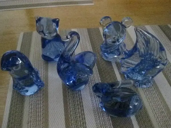 Blue Glass Animal Figurines
