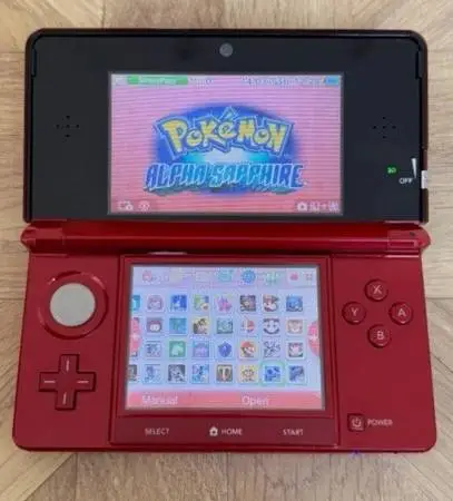 Flame Red Nintendo 3DS with USBC Charger