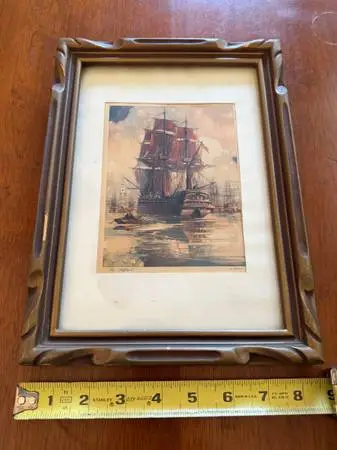 Vintage Maritime Lithograph Print The Alfred Flagship 8.5 x 11.5