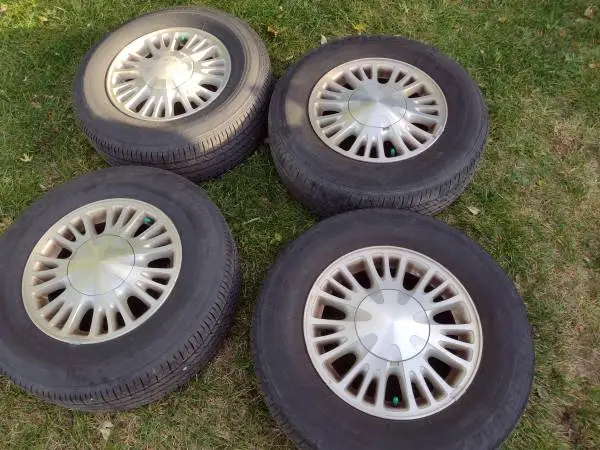 1989-1997 OEM MERCURY COUGAR XR7 15 WHEELS w/ TIRES 5x108 - Used Set