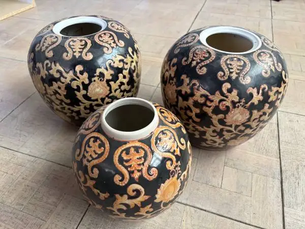 Asian Ginger jars/pots two are 8 inches one 6 inches