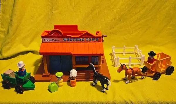1982 Fisher Price Play Family Western Town Toy Play Set