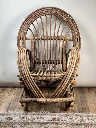 Vintage Adirondack Bent Willow Arm Chair