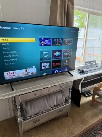 Like New Hisense 55 UHD ROKU Smart TV and New HP Laser Jet