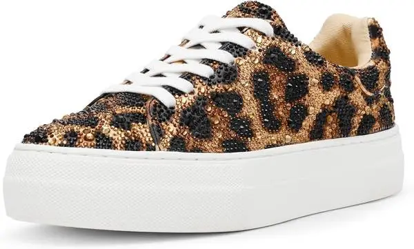 Betsey Johnson Womens Sidny Sneakers - Size 7 - Nu Leopard print