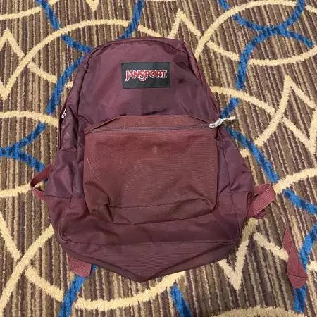 JANSPORT Maroon Black Label Superbreak Backpack with front pocket