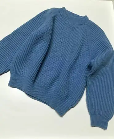 Vintage 50s BLUE Luxury SWEATER KNIT CABLE ITALIAN Coronet Italy