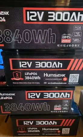 4x Humsienk 300Ah 200A BMS LifePO4 Batteries