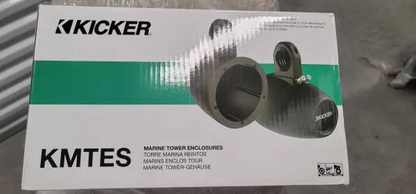 Kicker 12KMTES Empty Tower Enclosure Pair for 6.5 Marine Speakers 2 Cans, Black
