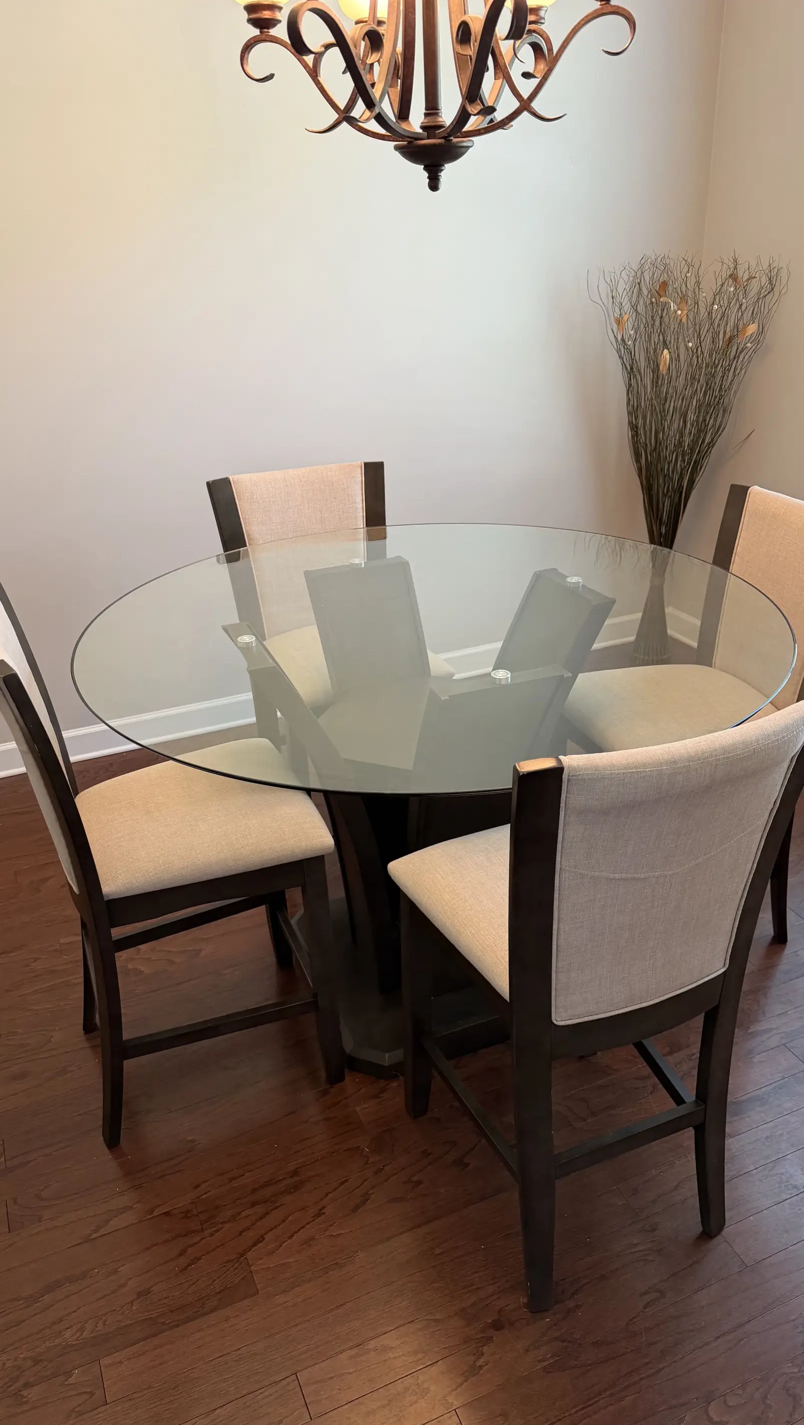 Glass Top Dinning Set with 4 Chairs