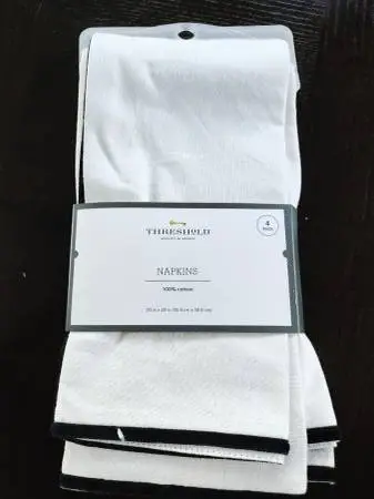 Threshold 100% Cotton Napkins 20x20 White Cream Color 4-pk  26 packs