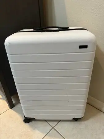 Away Medium Checked Luggage Suitcase  - White