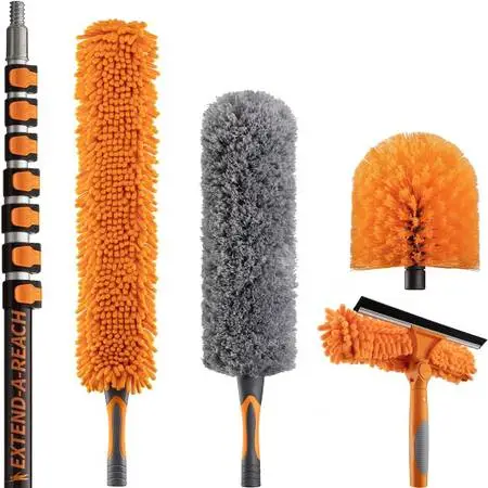 30 TELESCOPIC EXTENSION POLE with BRUSH & DUSTING ATTACHMENTS
