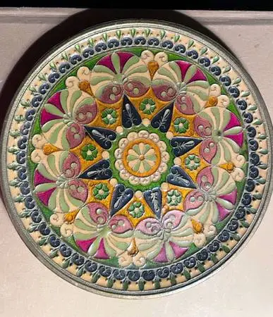 Vintage Enamel Cloisonné and Brass Plate