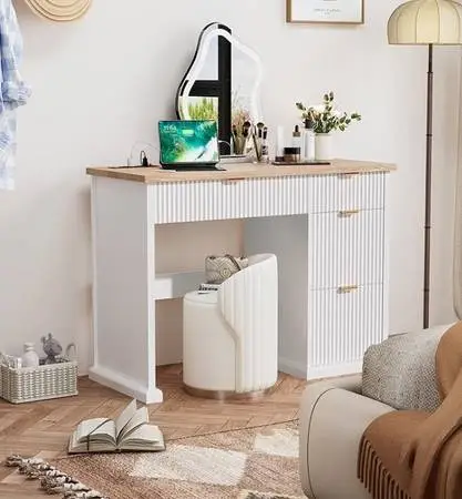 4FT. WHITE LAQUER MODERN FARMHOUSE DESK - ALLNEW