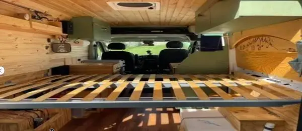 Camper van upper rear bed support (55 to 79) bamboo slats