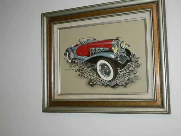 Original Carrington Serigraph Oil Painting On Canvas 1936 Duesenberg