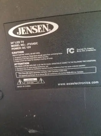 Jenson Model JTV24DC 24 LED TV 12 Volt DC