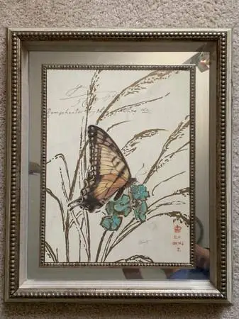 Painting framed by Chad Barrett - Blue Flax Curiosity painting signed