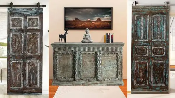 antique carved doors, vintage doors, rustic carved doors