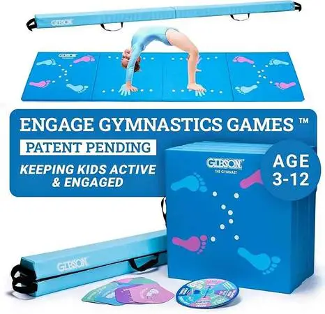 Gymnastics Games Playset for Kids Foldable Balance Beam/Mat Gymnastic