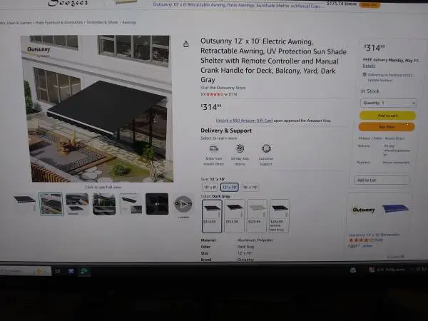 Outsunny  12x10 Retractable Electric Awning