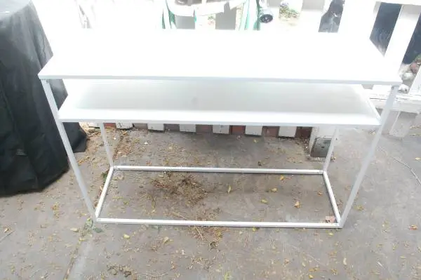 white metal shelf
