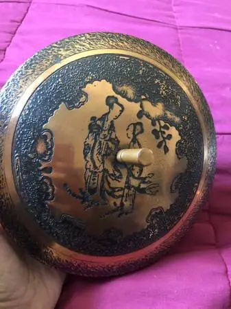 Kupfer Dose in Antike Original-Kupferobjekte Sugar Bowl Circa 1920
