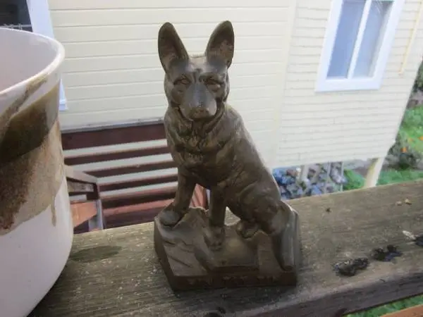 Vintage Rin Tin Tin Bronze Statue