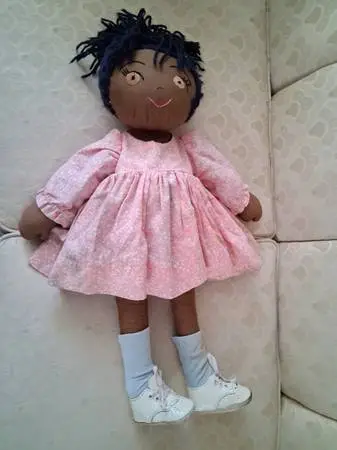 VINTAGE FOLK ART AFRICAN AMERICAN HANDMADE RAG DOLL  24TALL