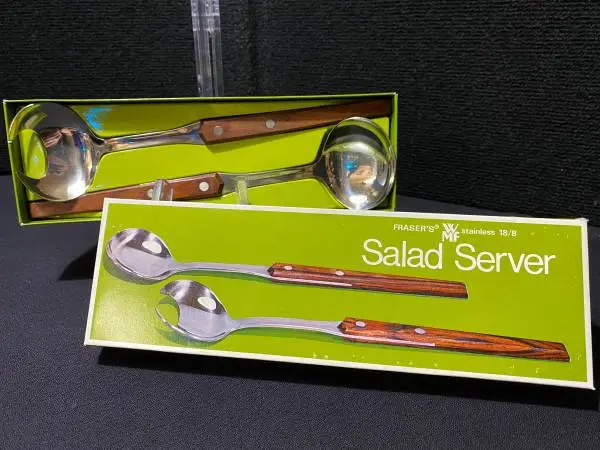 Frasers WHF Cromargan Salad Server Spoons With Original Box MCM Spoon