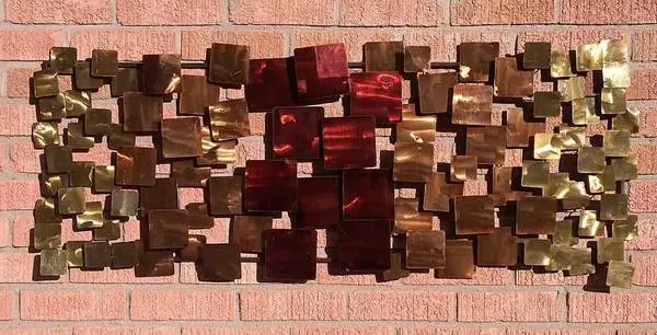 Mid-Century Modern Style Geometric Metal Wall Sculpture