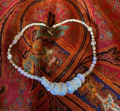 White Iridescent Beaded Necklace