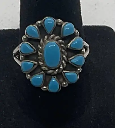 Sterling Silver & Turquoise Size 8 Ring