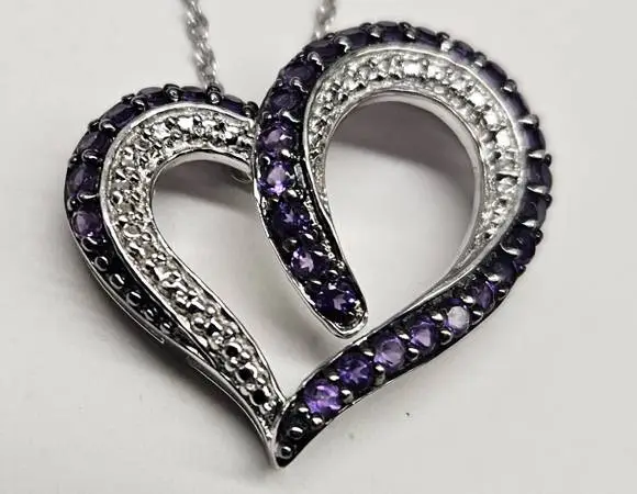 Amethyst Double Heart Necklace