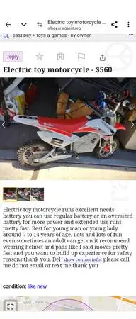 Electric toy motorcycle