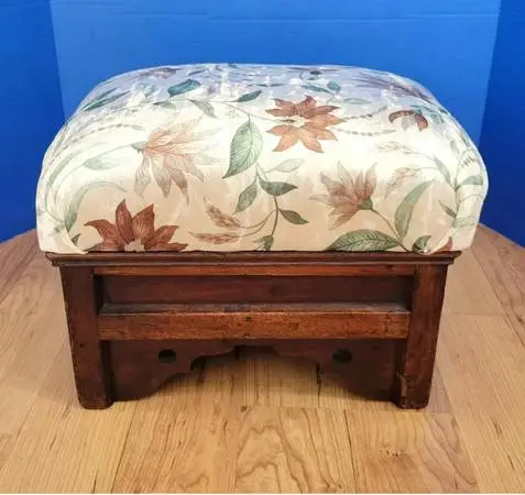 Vintage Wood Footstool East Lake Style