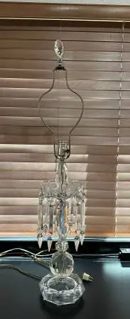 Mid 20th Century- Hollywood Regency Cut Crystal Luster Table Lamp