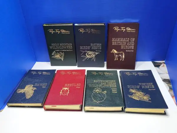Vintage Leather Field Guide Books Large Collection