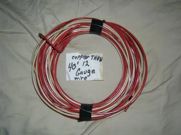12 GAUGE THHN WIRE WHITE + RED 40 FEET EA THWN 600V COPPER STRANDED