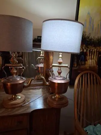 Vintage Copper Tea Kettle Lamps