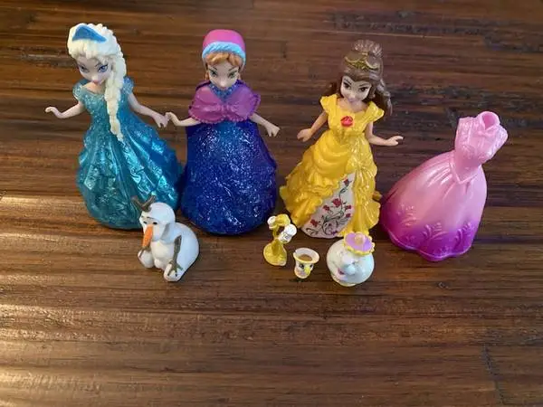 DISNEY POLLY POCKET MAGIC CLIP 3 PRINCESS FIGURES ~ PLUS!!