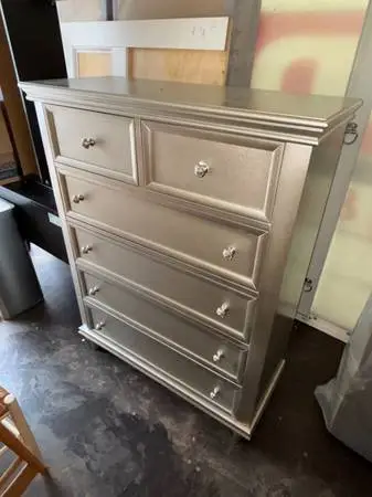 Gorgeous Big Silver 6-Drawer Dresser