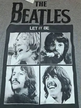Womens M YOUTH XL The Beatles Officially Licensed Graphic Cut Off T-Shirt Gray