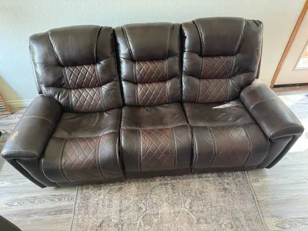 Brown leather sofa