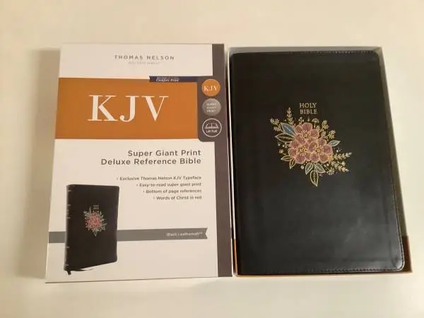 Brand New, KJV Bible Super Giant print, black leathersoft floral, maps