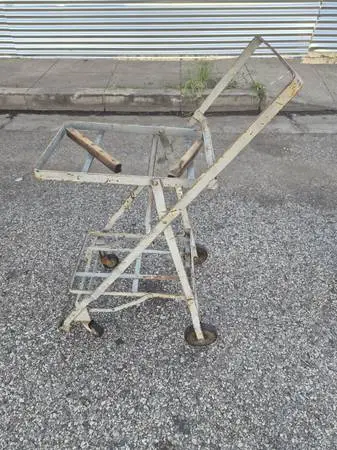 Vintage Folding Grocery Shopping Cart Wrought Iron Antique Classic