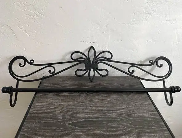 Vintage Black Wrought Iron Towel Holder