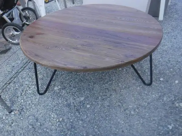 Modern Wood Top Round Coffee Table